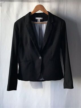 H&M Black Suit Blazer Size 10 Classic Career Office Workwear Jacket lined